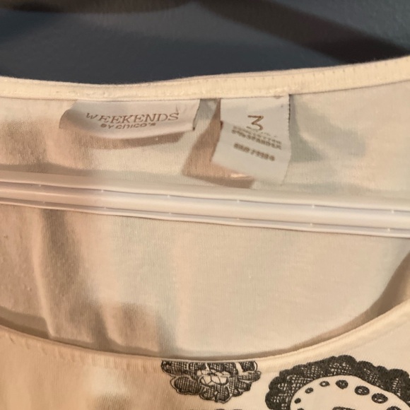 Chico's Weekends Cream Top 3/XL - Picture 3 of 5